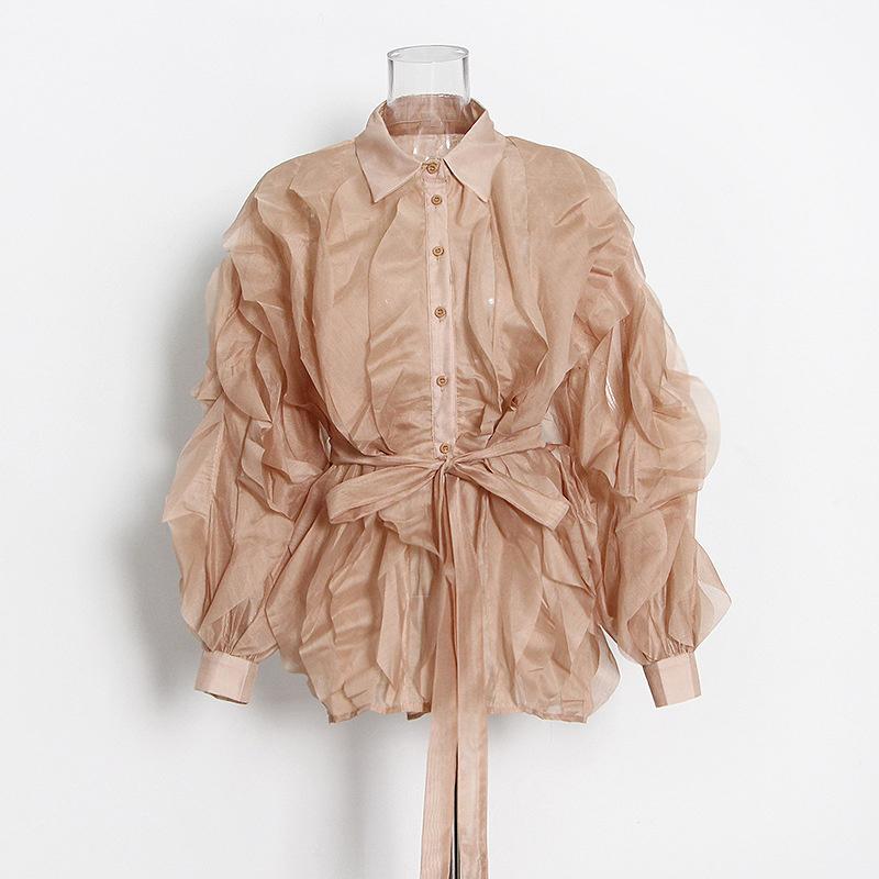 Women' Blouses & Shirts Elegant Women Shirt 2022 Spring Summer Street Fashion Blouse Lapel Neck Ruffle Long Sleeve Sashes Slim Sheer TopsWo, Khaki
Women' Blouses & Shirts Elegant Women Shirt 2022 Spring Summer Street Fashion Blouse Lapel Neck Ruffle Long Sleeve Sashes Slim Sheer TopsWo, Khaki