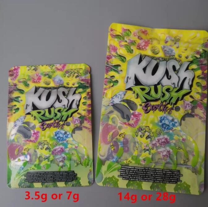 New size Kush Rush exotics Bags resealable zipper seal for freshness Childproof packing 3.5g or 7g mylar
New size Kush Rush exotics Bags resealable zipper seal for freshness Childproof packing 3.5g or 7g mylar