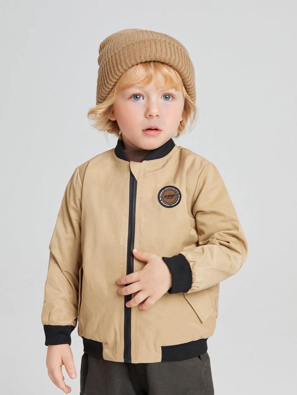 Toddler Boys Letter Patched Bomber Jacket SHE