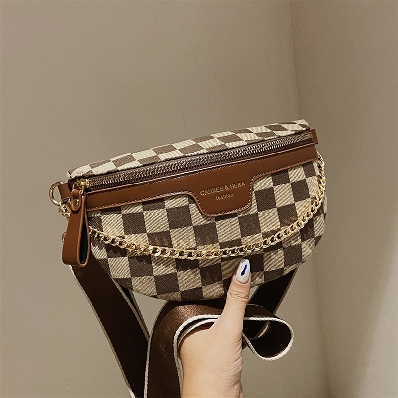 Checkerboard Plaid Pattern Fanny Packs For Women Fashionable Chain Waist Bag Female Waist Pack Ladies Wide Strap Crossbody Bag 220513, Brown
Checkerboard Plaid Pattern Fanny Packs For Women Fashionable Chain Waist Bag Female Waist Pack Ladies Wide Strap Crossbody Bag 220513, Brown