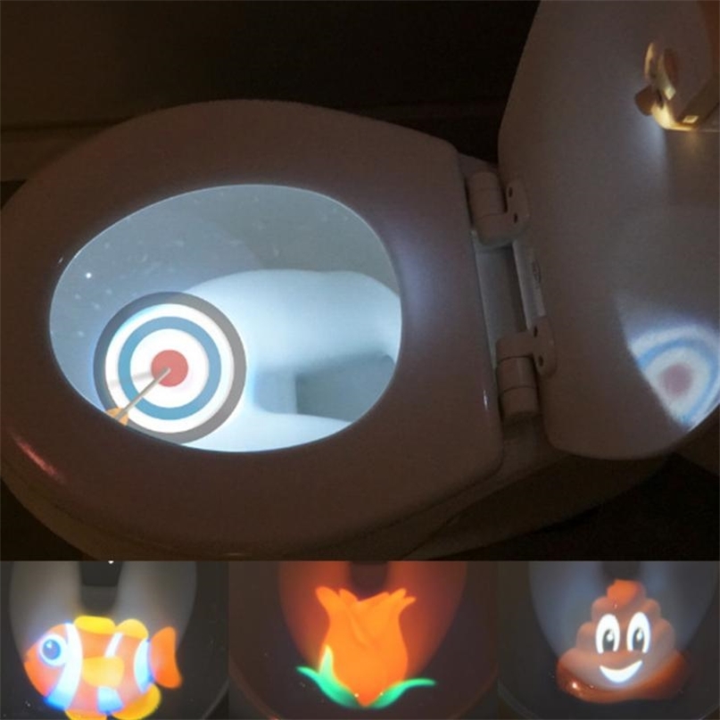 Night Motionactivated Sensor Bathroom Projector Target Projection Cartoon Childrens Toilet Training Light 220727