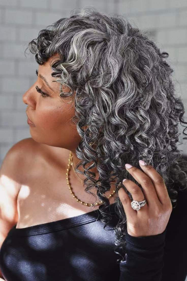 Black white highlights gray ponytail deep curly women hair extension brazilian remy salt&pepper hair clips grey pony tail hairpiece with drawstring 1p