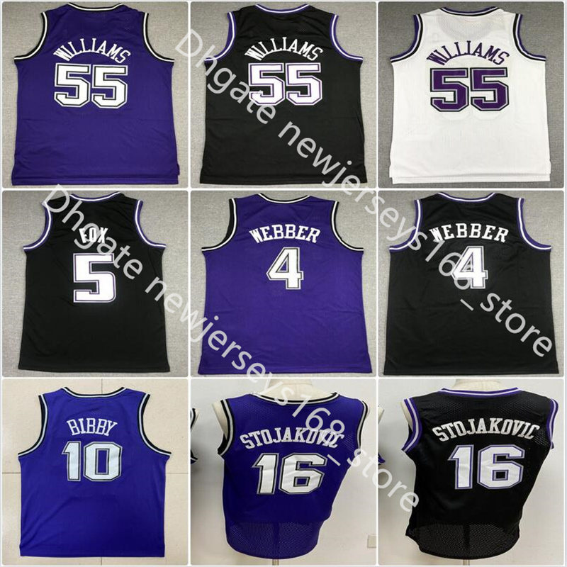 

Retro Mitchell Ness Basketball De'Aaron Chris 4 Webber 5 Fox Jerseys Jason 55 Williams Black Purple White Men, Picture