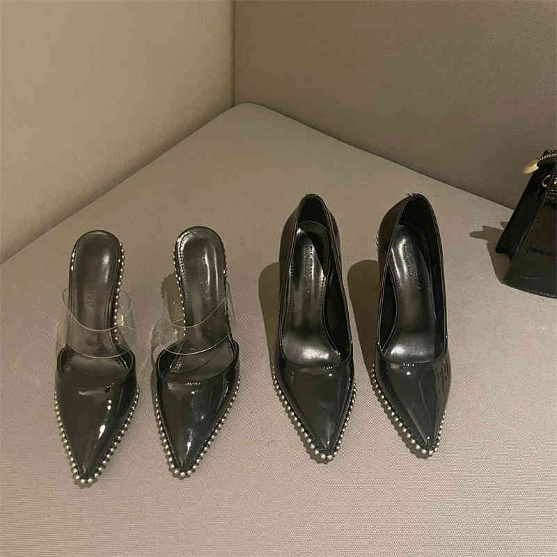 Sandals Designer Luxury Aw King rivet high heels pointed thin transparent single Shoes Sexy patent leather hollow Baotou with sandals women, Box
Sandals Designer Luxury Aw King rivet high heels pointed thin transparent single Shoes Sexy patent leather hollow Baotou with sandals women, Box