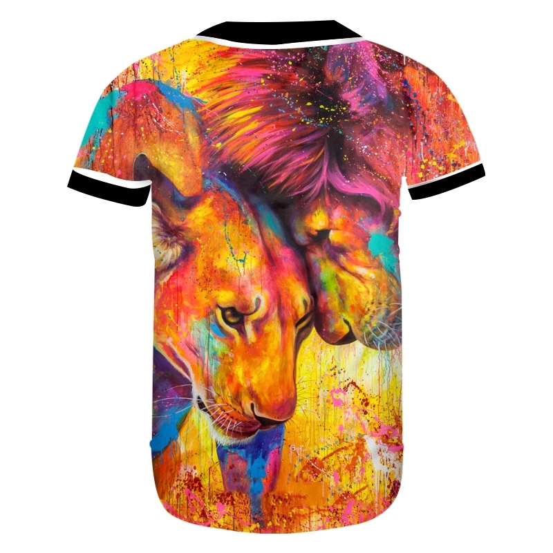 Fashion Man Baseball Shirt 3D Colorful Lion Funny Streetwear Mens Tshirt Whole body printing Oversized Tshirt 220623