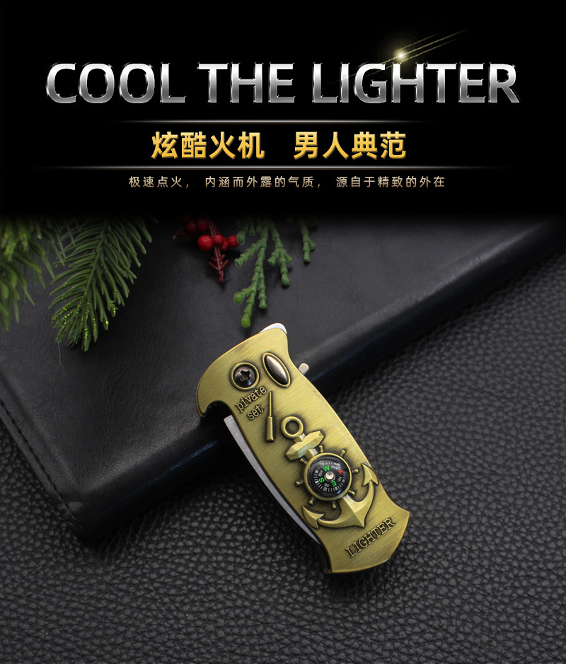 Creative Multifunctional Metal Knife Windproof Straight Jet Lighter Gas Inflatable Smoking Set Outdoor Tool Torch W260202