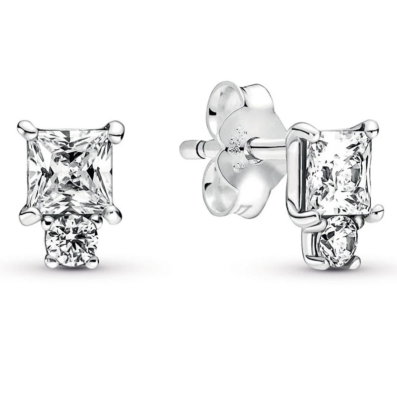 Authentic 925 Silver Diamond Stud Round Earrings luxury designer earrings for Women Earring with Original box Su20112