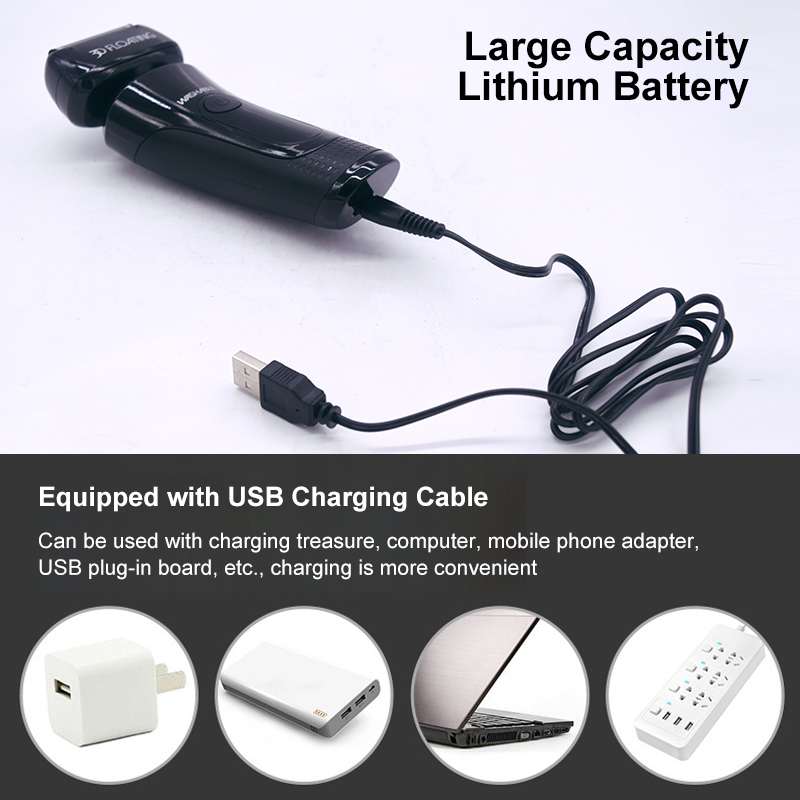 USB Rechargeable Electric Shaver 1 Hour Fast Charge Shaving Machine Men 3D Triple Floating Blade Razor Wet-Dry Dual Use Washable 220322