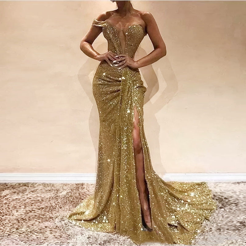 Sexy Gold Sequins One Shoulder Prom Dresses Mermaid Pleats Slit Plunging Long Formal Evening Party Gowns 2023 Robe De Soiree, Hunter green
Sexy Gold Sequins One Shoulder Prom Dresses Mermaid Pleats Slit Plunging Long Formal Evening Party Gowns 2023 Robe De Soiree, Hunter green