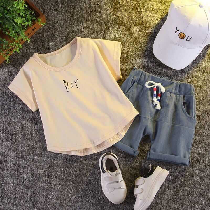 Simple Clothes for Kids Cotton Short Sleeve Boy Set Child Clothing T Shirt Pants 2pcs O-Neck Infant Baby Boys 220507