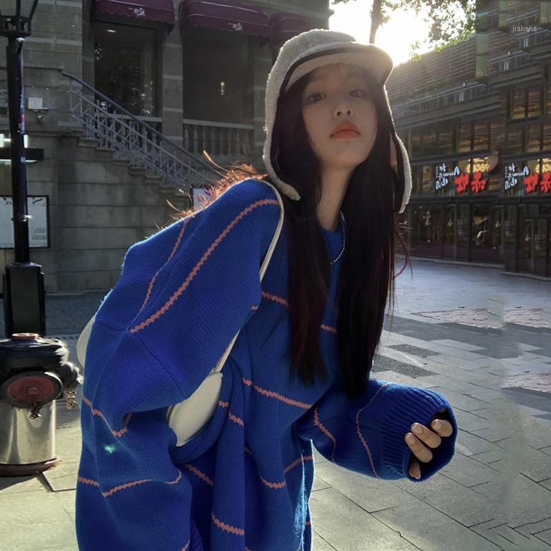 Women's Sweaters Autumn Winter Knitted Pullovers Striped Fashion O-Neck Long Sleeves All-Match Blue Loose Outside Wear Bf Female Warm Sweate, Stripe
Women's Sweaters Autumn Winter Knitted Pullovers Striped Fashion O-Neck Long Sleeves All-Match Blue Loose Outside Wear Bf Female Warm Sweate, Stripe