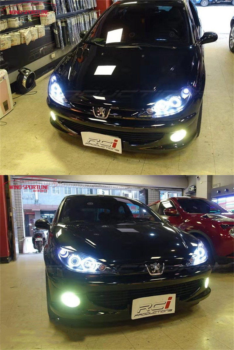 High Beam Headlights for Peugeot 206 2004-2008 LED Dynamic Turn Signal Lights Fog Daytime Running Headlamp