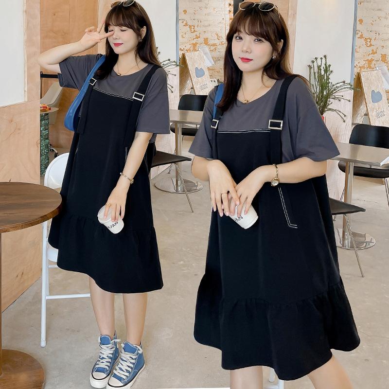 Plus Size Dresses Women's Summer Round Neck Loose Casual Fake Two-piece Slim Large Dress, Black
Plus Size Dresses Women's Summer Round Neck Loose Casual Fake Two-piece Slim Large Dress, Black