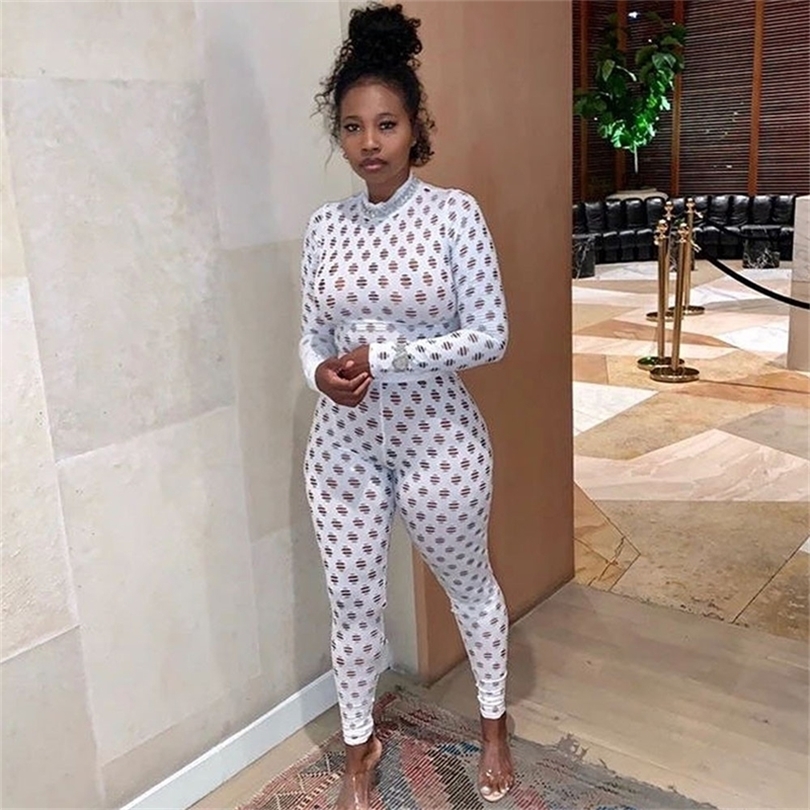 Sexy Party Jumpsuit Women Fall Clothes Skinny Long Sleeve Rompers Womens Jumpsuit Bodycon Overalls for Women Outfits Wholesale 201007