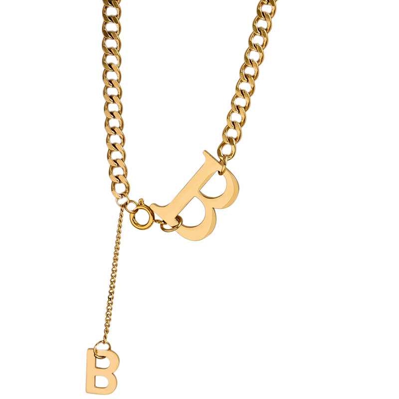Chains Colorfast 316L Stainless Steel Large Letter Necklace Bracelet, BB Tassel Pendant, Hip-hop Fashion Simple Female Gift Jewelry
Chains Colorfast 316L Stainless Steel Large Letter Necklace Bracelet, BB Tassel Pendant, Hip-hop Fashion Simple Female Gift Jewelry