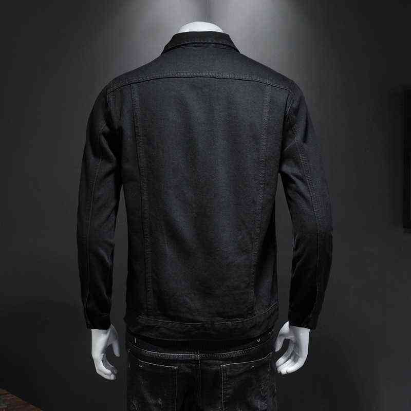 Mens Denim Jacket Moto Biker Outerwear Coats Men Jeans Jacket Black Casual Cotton Turn Down Collar Motorcycle Denim Coats Men Y220803