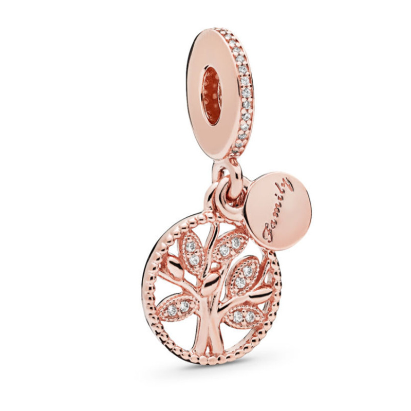 New Popular 925 Sterling Silver European Rose Gold Dream Catcher Flower Tree Balloon Clip Bead Pendant for Original Charm Bracelet DIY Jewelry