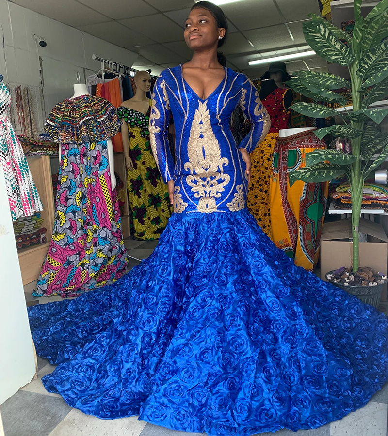 Long Sleeve Black Girls Evening Dress 2022 Sexy V Neck Plus Size African Prom Dress With Bottom Rose Formal Women Party Gown Arabic Robes De Soirée 20