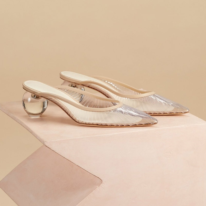 Heel High Strange Ball Women Clear PVC Slides Pointy Toe Mules Shoes Chunky Heels White Nude Leather Summer Ladies Slippers
Heel High Strange Ball Women Clear PVC Slides Pointy Toe Mules Shoes Chunky Heels White Nude Leather Summer Ladies Slippers