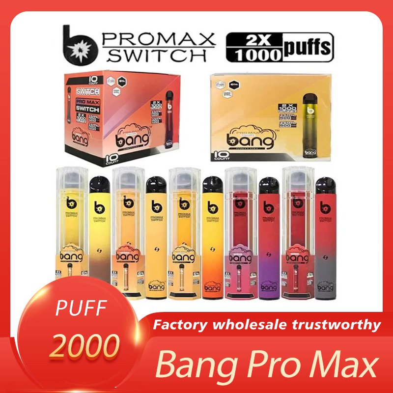 Bang Pro Max Switch 2000 Puffs E cigarette High Quality 2IN1 Disposable Vape POD 10 Colors 1000mah Battery Prefilled 3.5 3.5ml Tank
Bang Pro Max Switch 2000 Puffs E cigarette High Quality 2IN1 Disposable Vape POD 10 Colors 1000mah Battery Prefilled 3.5 3.5ml Tank