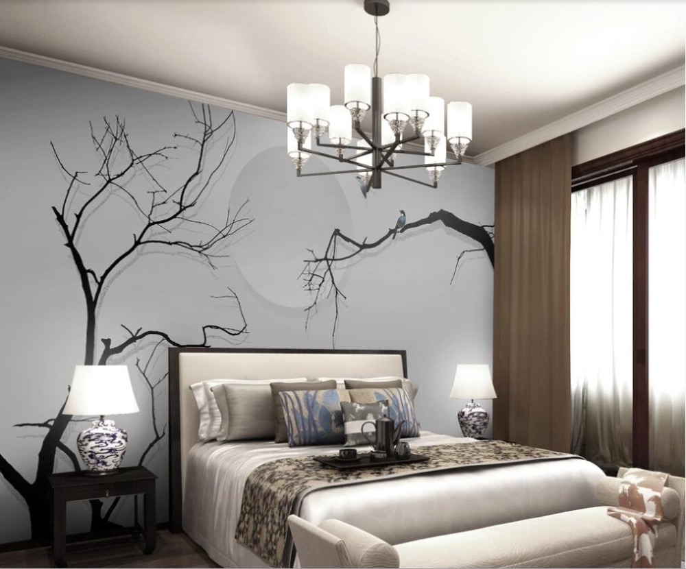 Wall covering custom wallpaper mural hand-painted abstract tree TV background wall decoration painting
