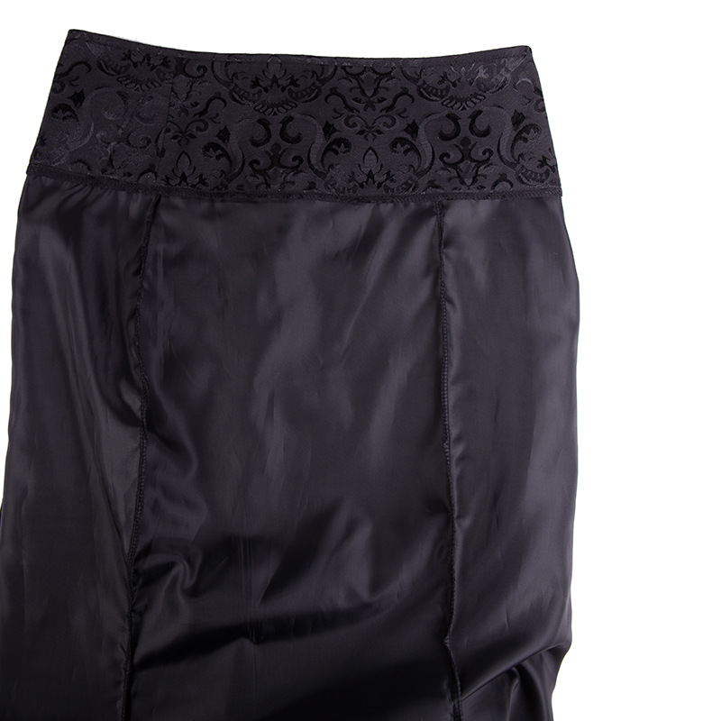 Women Steampunk Trumpet Mermaid Skirts Layered Long Gothic Floral Brocade Jacquard Criss-cross Lacing Fishtail Maxi Skirt Multicolors