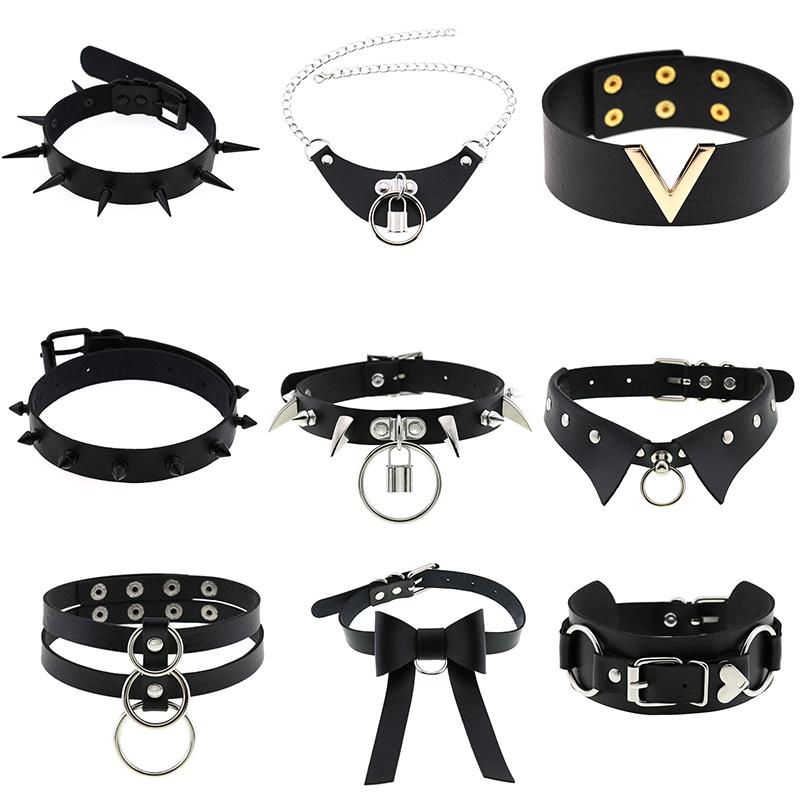 Chokers Harajuku Est PU Leather Black Necklace Goth Punk Rock Choker For Women Men Hip Hop Bondage Cosplay Festival Jewelry Wholesale
Chokers Harajuku Est PU Leather Black Necklace Goth Punk Rock Choker For Women Men Hip Hop Bondage Cosplay Festival Jewelry Wholesale