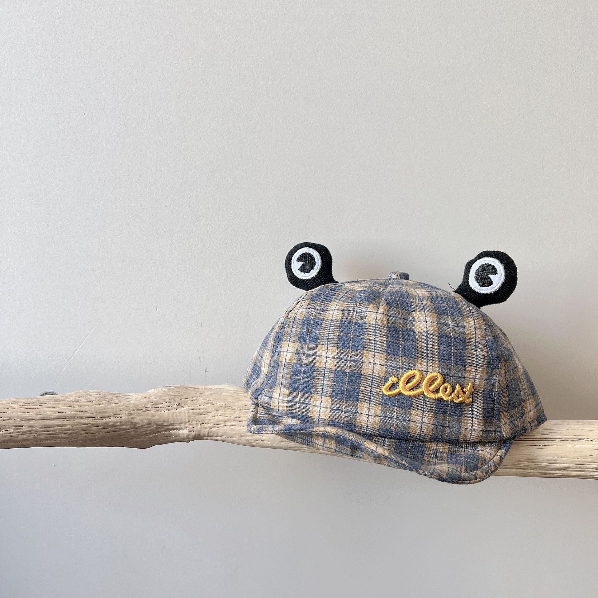 Fashion Baby Hat Cute Ear Plaid with Embroidered Baseball Caps Summer Children Boy Girl Sun Hats Visor Newborn Caps 6-24 Months