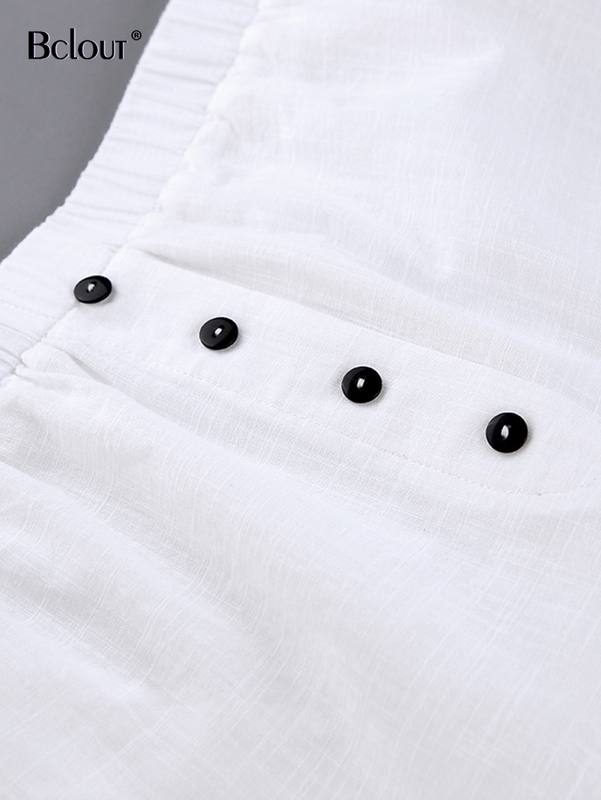 Bclout Linen Shorts 2 Piece Sets Womens Outfits White Summer Long Sleeve Loose Shirts Fashion Wide Leg Shorts Suit Woman Holiday 220521