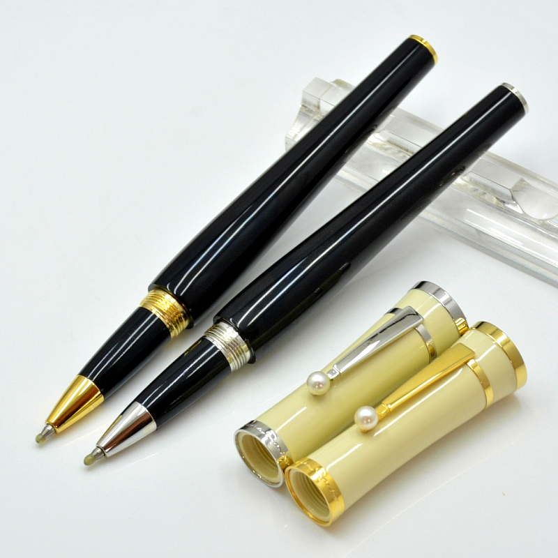 wholesale Special Collection Edition Greta Garbo Black Resin Rollerball Ballpoint Pen Fountain pens Writing Office School Supplies With Pearl Cap