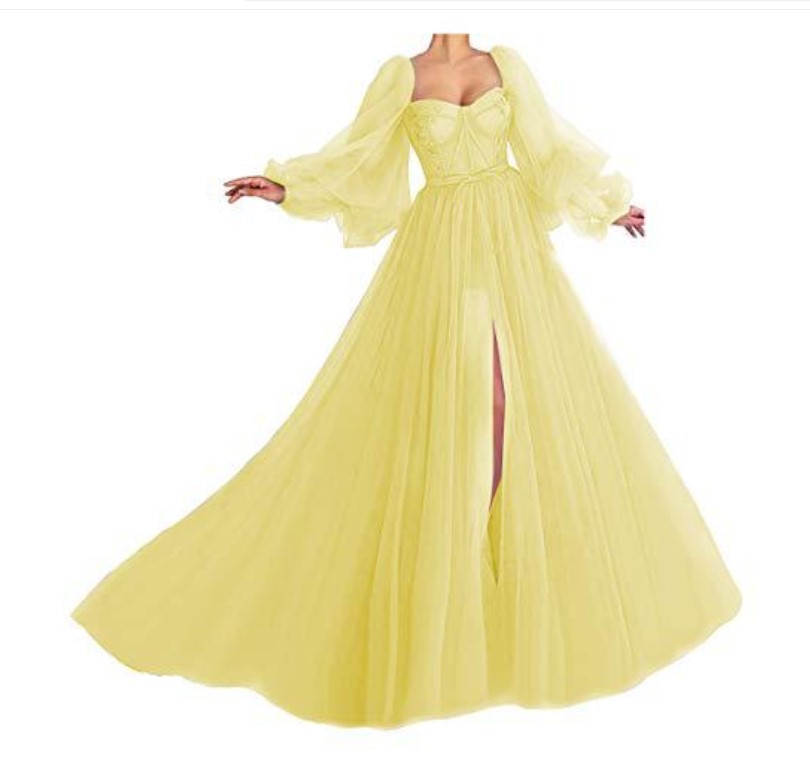 Evening dresses Custom Made Blue Prom Dresses Long Puffy Sleeve Tulle Backless Formal Party Gowns Beauty Pageant flower girl mermaid black dress