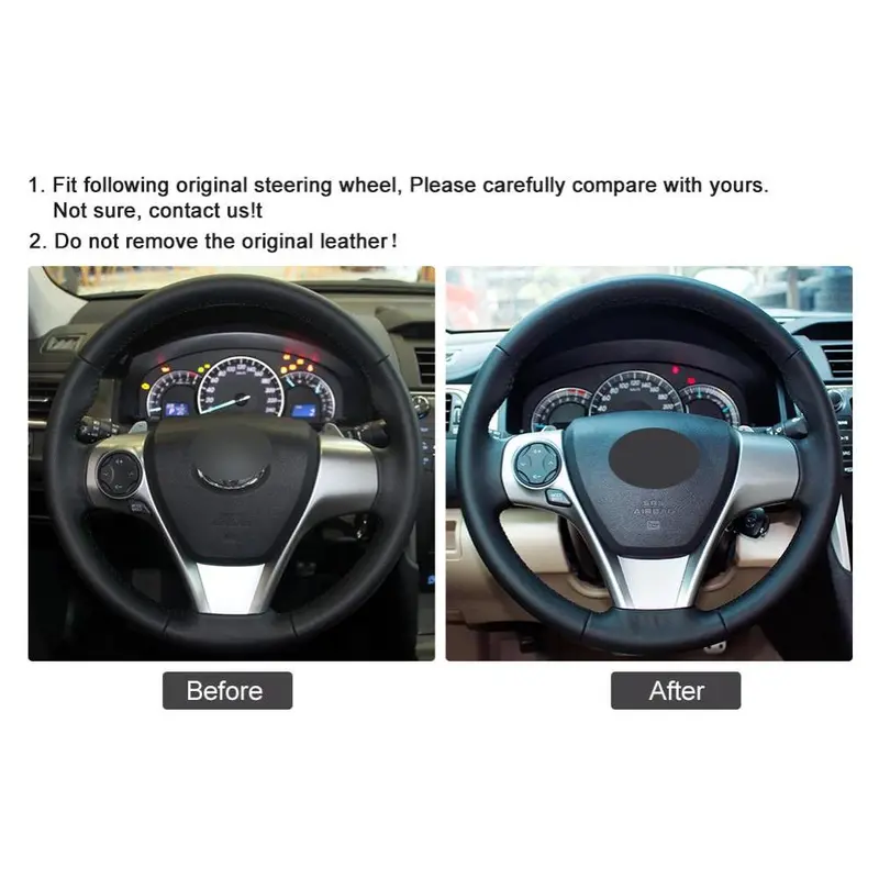 Hand-stitched Black Leather Car Steering Wheel Cover For Toyota Camry 2012-2014 Venza 2013-2015 Automotive Interior
Hand-stitched Black Leather Car Steering Wheel Cover For Toyota Camry 2012-2014 Venza 2013-2015 Automotive Interior