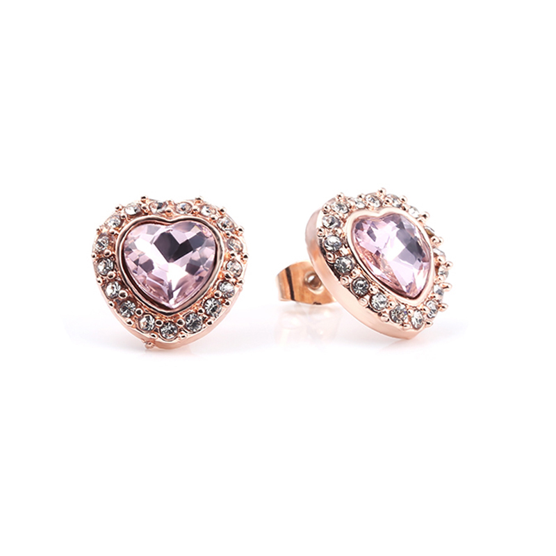 Popular High Quality 925 Sterling Silver Rose Gold Stud Earrings Women Crown Love Round Earring Jewelry Women's Jewelry Accessories