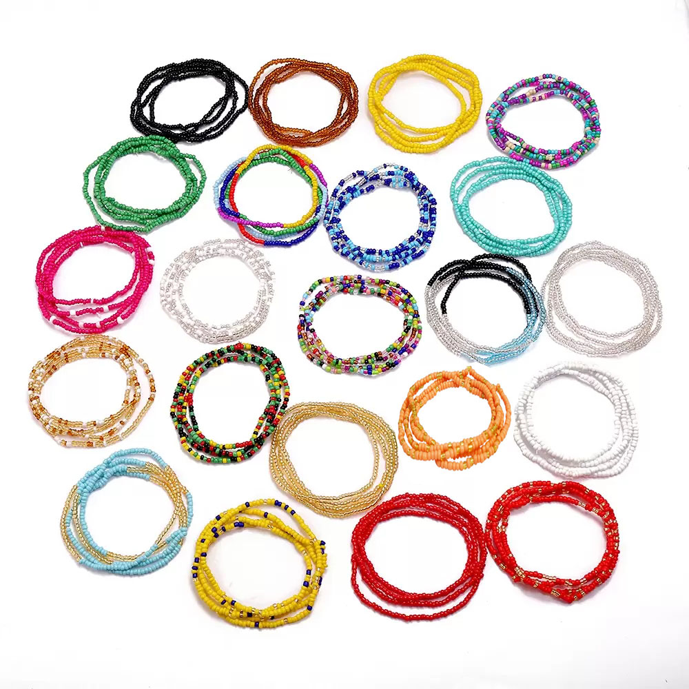 Boho Style Beads Waist Chain Elastic Colorful Beaded Bikini Belly Chains Summer Beach Body Jewelry for Women Girls Wholesale Price