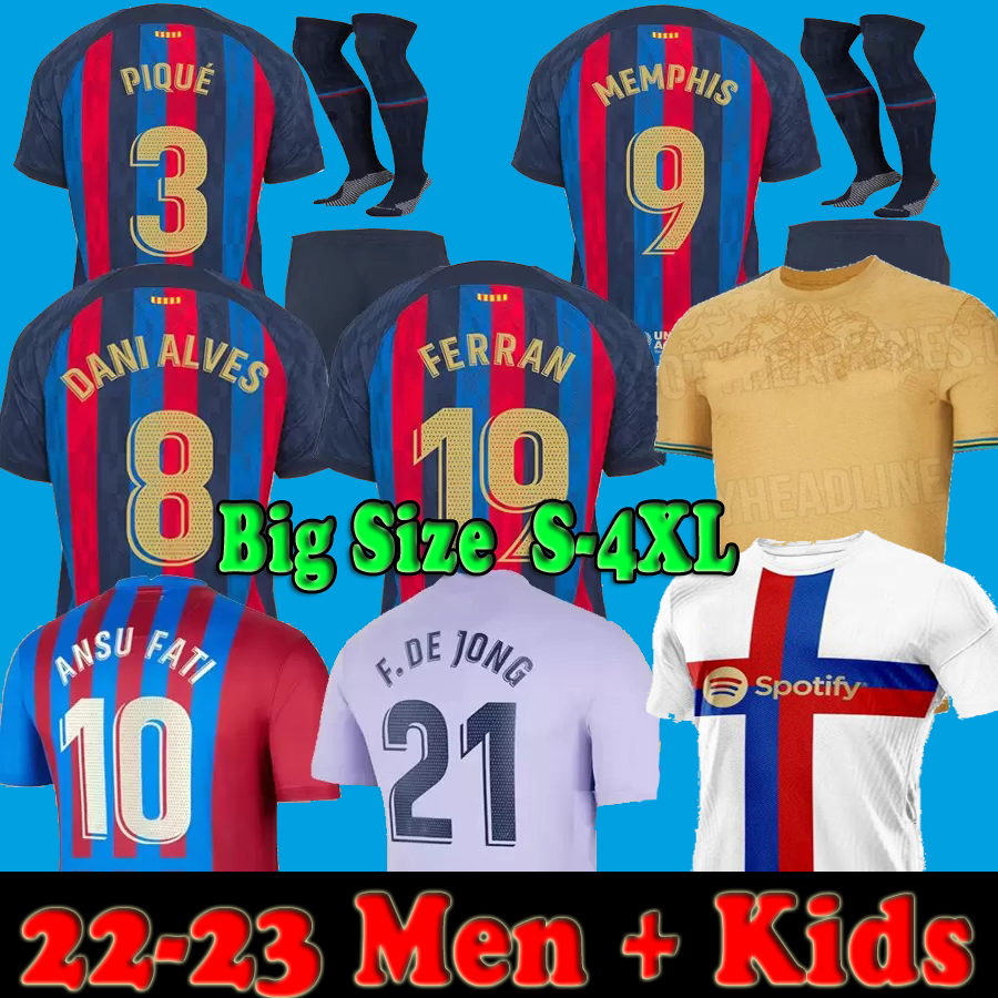 Camisetas de football MEMPHIS PEDRI ADAMA AUBA soccer jersey FERRAN 21 22 23 ANSU FATI 2021 2022 2023 GAVI F. DE JONG barcelona DEST kit shirt men kids sets barca 3XL 4XL, Kids 21 22 third