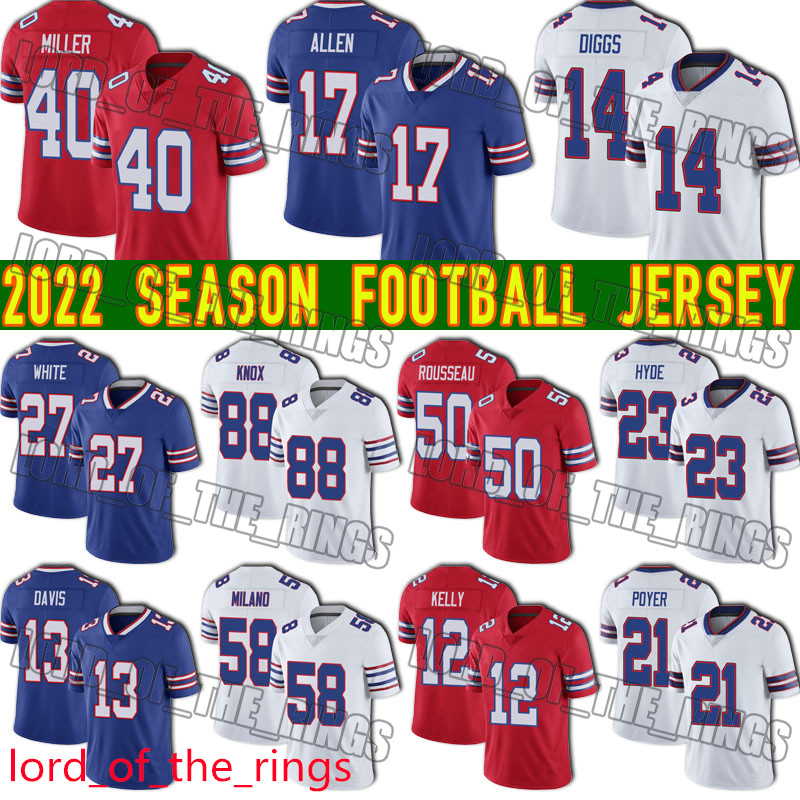 17 Josh Allen 40 Von Miller Football Jersey Stefon Diggs Buffalos Tre'Davious White Jerseys Billes Jim Kelly Dawson Knox Devin Singletary Davis Matt Milano, Youth custom jersey (bie)
17 Josh Allen 40 Von Miller Football Jersey Stefon Diggs Buffalos Tre'Davious White Jerseys Billes Jim Kelly Dawson Knox Devin Singletary Davis Matt Milano, Youth custom jersey (bie)