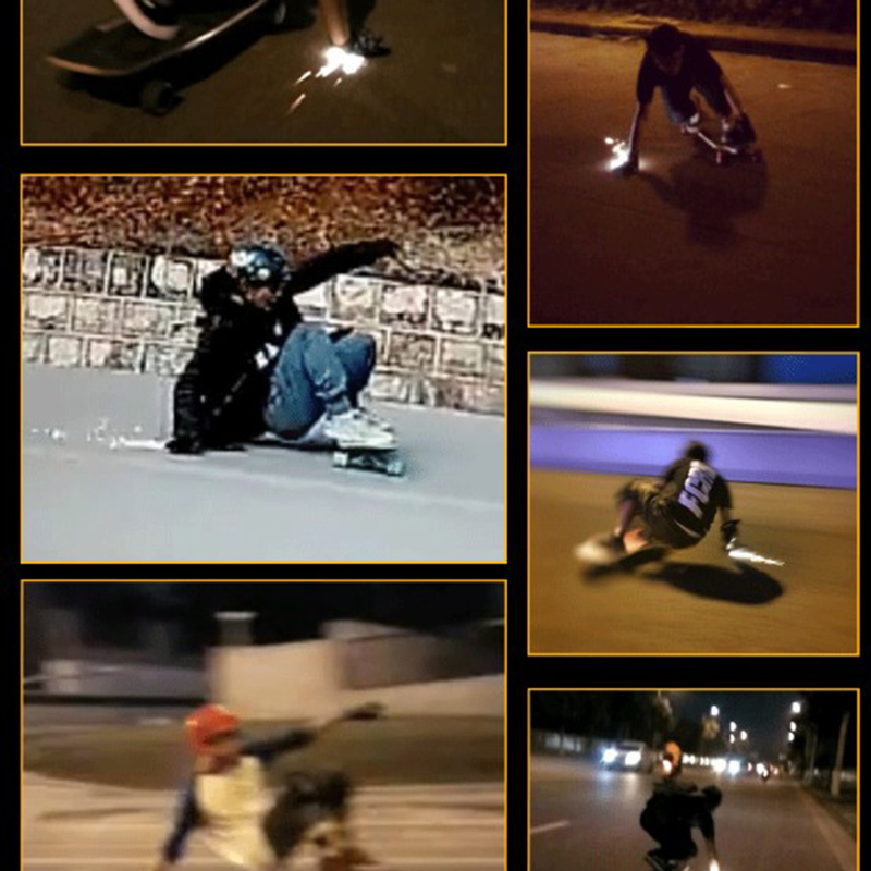 2pcs Slider Block with Firestones Super Cool Sparks Flames for Skateboard Longboard Sliding Gloves Palm Puck Hand Protection 220711