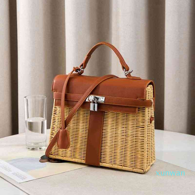 Designer-Handmade Rattan Handbag Female Messenger Straw Large Capacity Woven Seaside Vacation Beach Bag