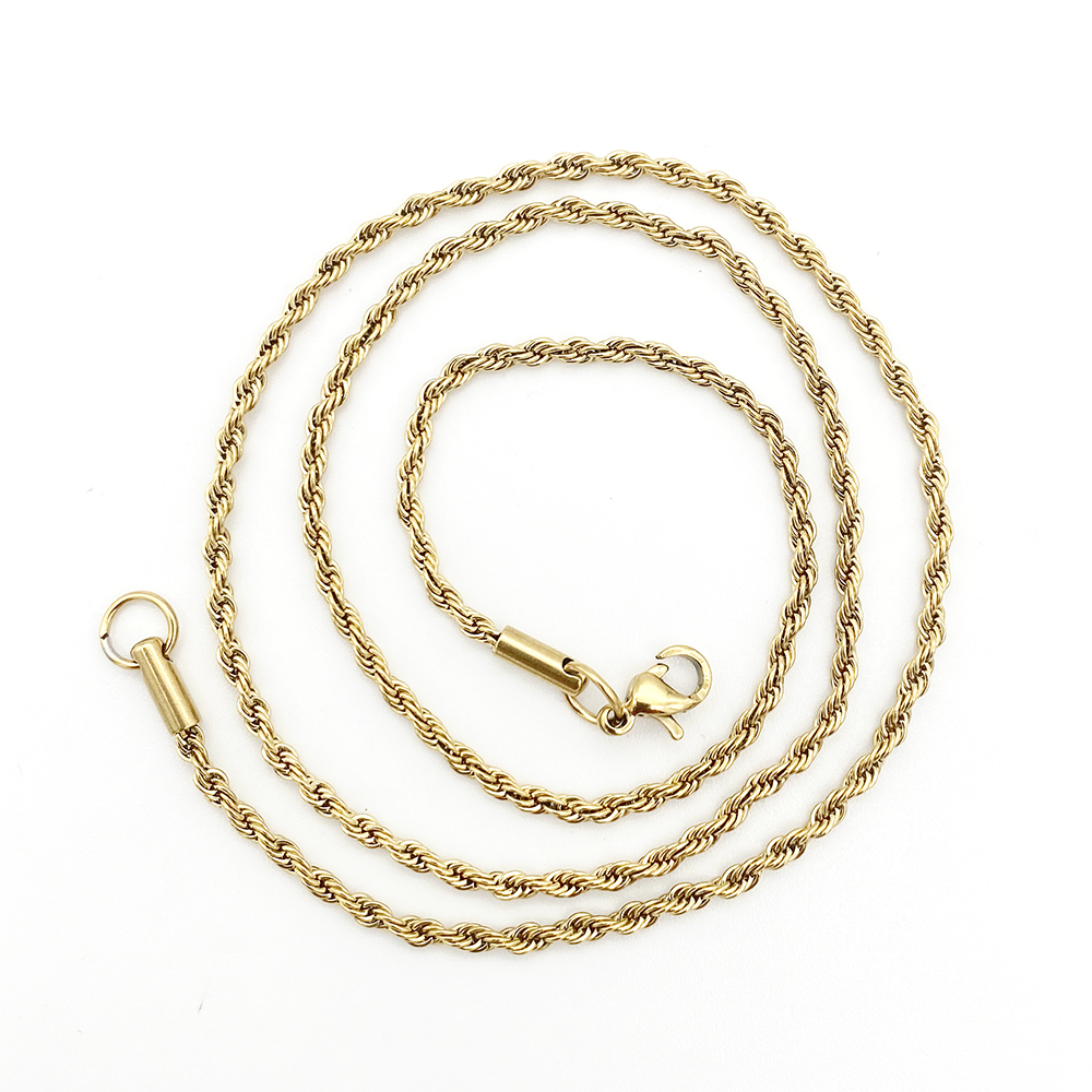 2MM Stainless Steel Twist Thin Rope Chain Choker Layered Hip Hop Men Women 18K Gold Silver Chain Necklace Cool Young Jewelry Nice Gift 16 18 20 22 24 