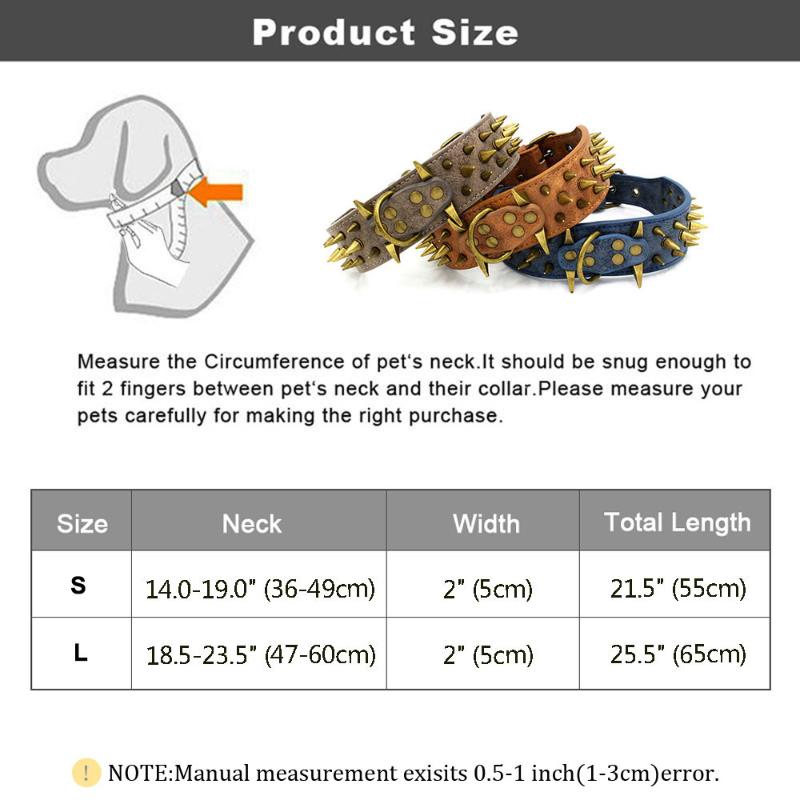 Dog Collars & Leashes Heavy And Duty Collar Comforable Widen For Extra Large Dogs Prevent Bite Sharp Spiked Leather Shepherd CollarDog