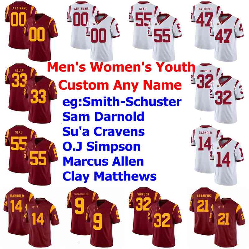 Custom USC Trojans Jerseys Kids Youth Smith-Schuster Jersey Sam Darnold Su'a Cravens O.J Simpson Red College Football Jerseys Stitched, Youth white
Custom USC Trojans Jerseys Kids Youth Smith-Schuster Jersey Sam Darnold Su'a Cravens O.J Simpson Red College Football Jerseys Stitched, Youth white