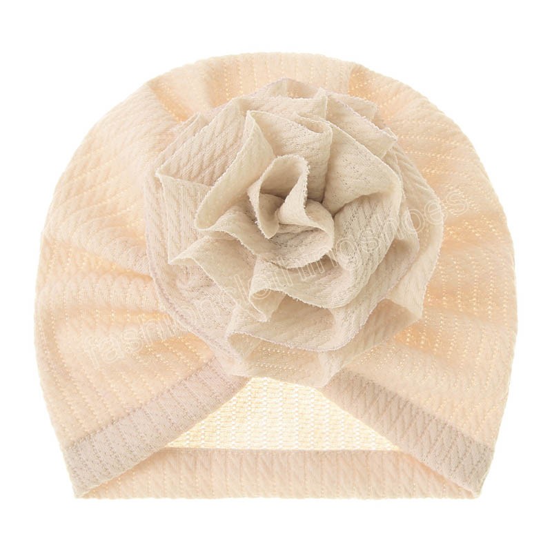 Solid Color Baby Hat Big Ruffled Flower Baby Girl Turban Head Wraps Kids Bonnet Beanie Newborn Photography Props