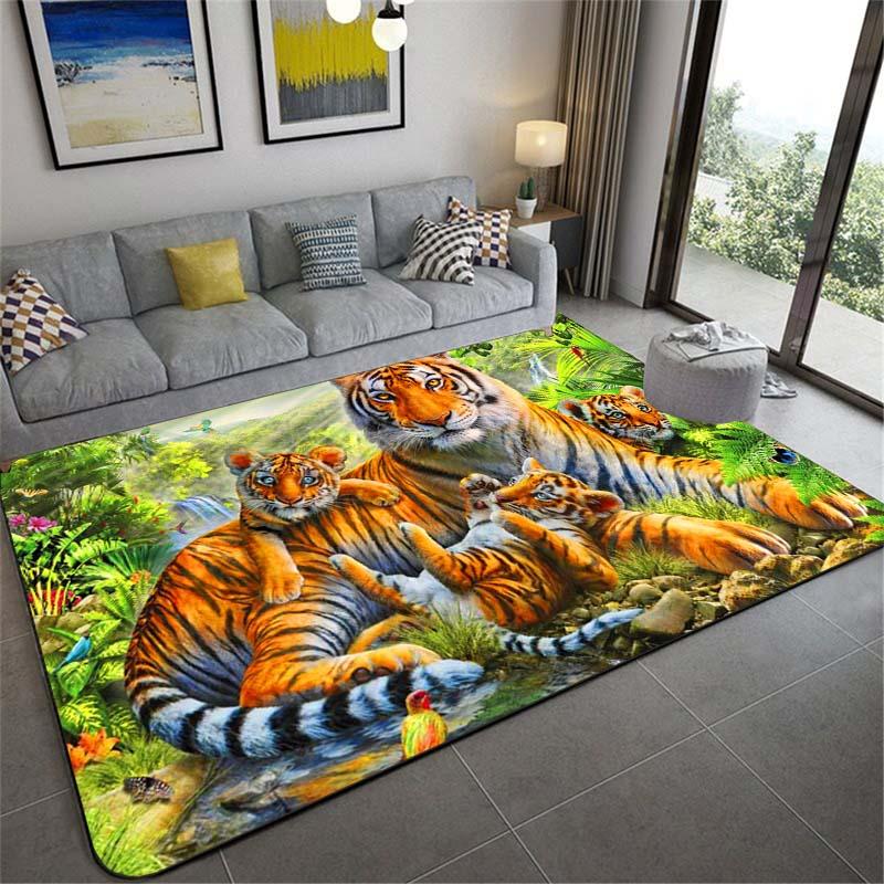 Carpets 3D Leopard Tiger Lion Cat Nonslip Area Rugs Large Mat For Living Room Comfortable Carpet Soft Floor Bedroom2668066