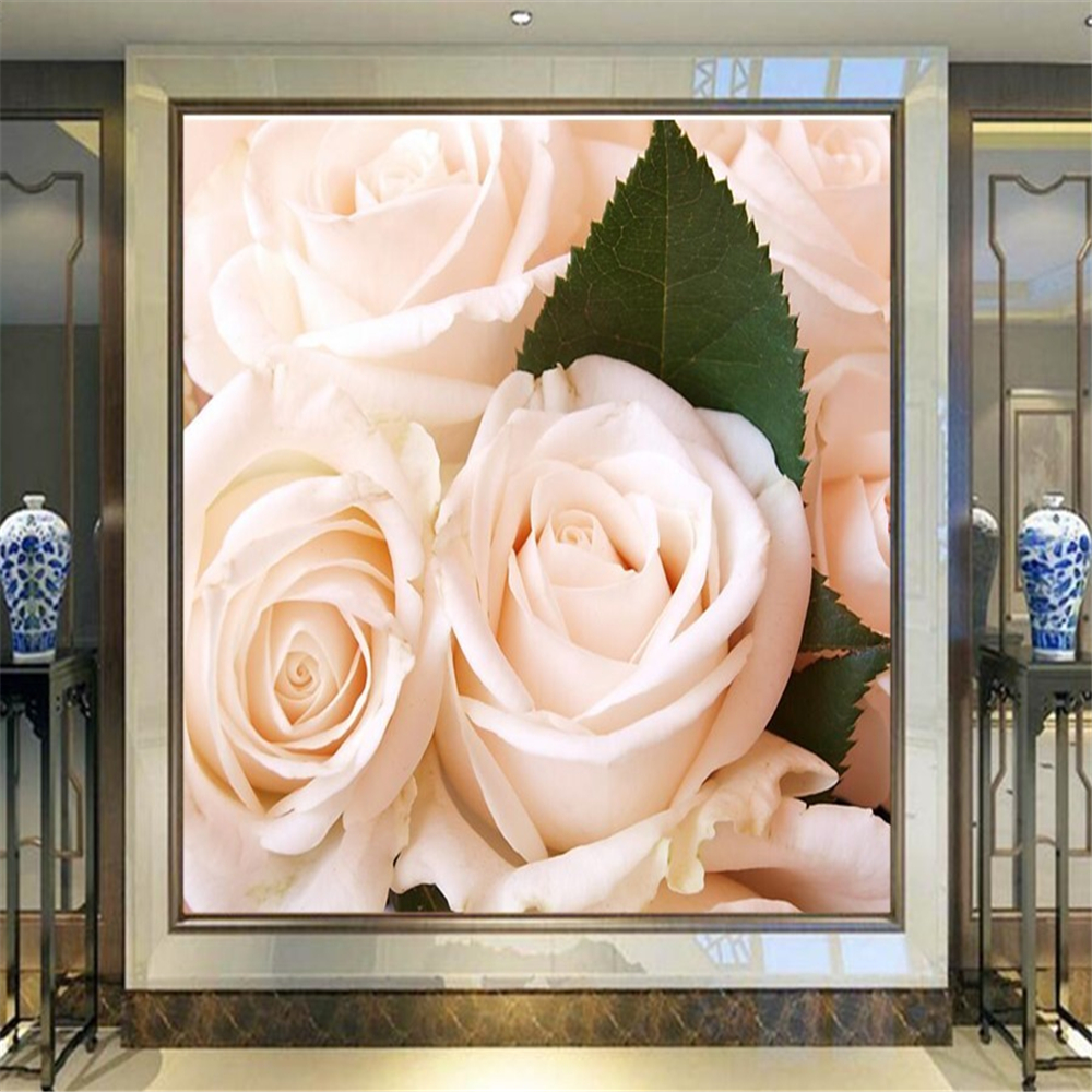Custom 3D large mural,Pure and fresh white roses wallpaper hotel coffee shop living room tv sofa background bedroom wallpaper