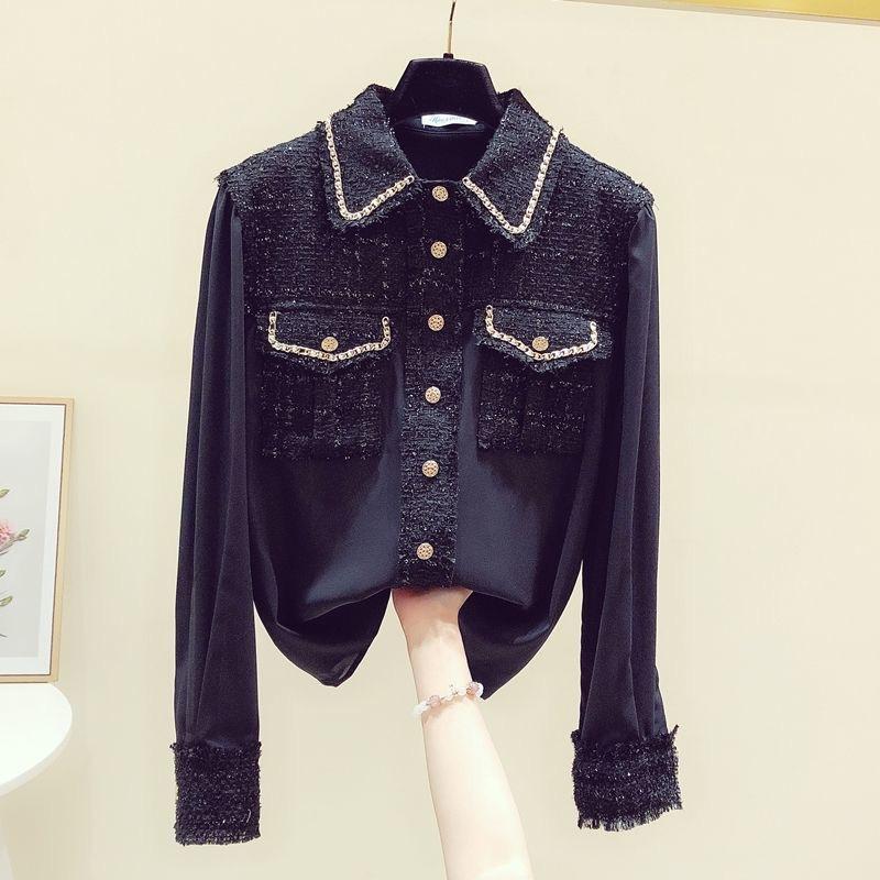 Women' Blouses & Shirts Runway Designer Autumn Shirt Top Fashion Women Tweed Patchwork Chiffon Gold Single Breasted Tassel Weave BlousesWom, Black
Women' Blouses & Shirts Runway Designer Autumn Shirt Top Fashion Women Tweed Patchwork Chiffon Gold Single Breasted Tassel Weave BlousesWom, Black