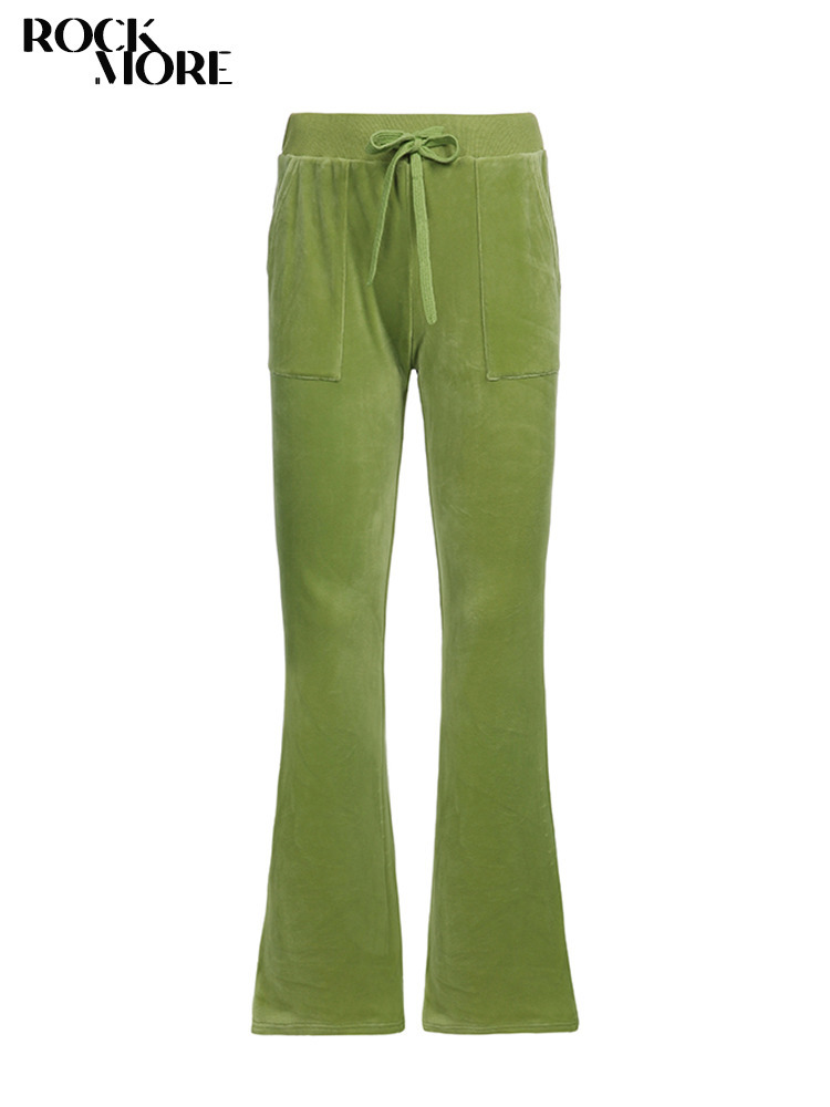 Rockmore Velvet Wide Leg Pant Baggy Sweatpants Joggers Streetwear Harajuku Solid Fairy Grunge Trousers s Autumn 220325