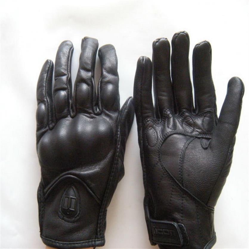 Top Guantes Fashion Glove real Leather Full Finger Black moto men Motorcycle Gloves Motorcycle Protective Gears Motocross Glove298