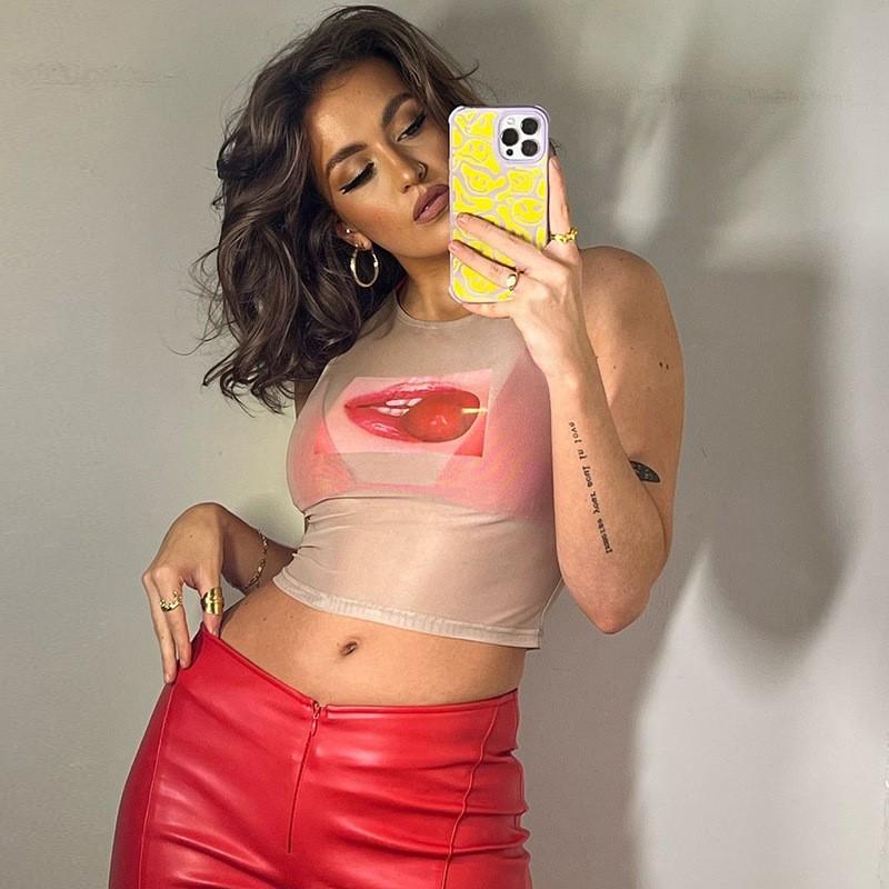 Women' Tanks & Camis Sheer Mesh Cropped Navel Lip Print Women Crop Top Fashion Summer Streetwear Grunge Y2K Tank Aesthetic Clothing Emo, Khaki
Women' Tanks & Camis Sheer Mesh Cropped Navel Lip Print Women Crop Top Fashion Summer Streetwear Grunge Y2K Tank Aesthetic Clothing Emo, Khaki
