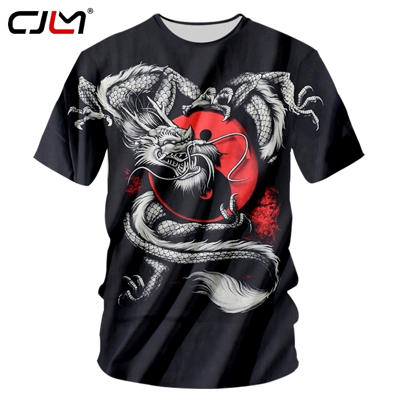 Man Trend Red Tai Chi Pattern 3D Printed Personality Dragon T Shirt Large Size Leisure 5XL Mens Wholesale Dropship 220623