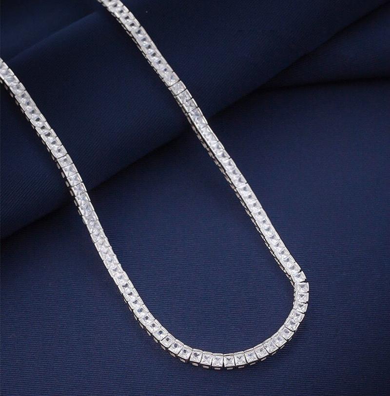 Pendant Necklaces Real 4mm With GRA Sterg Sier Moissanite Tennis Necklace Women Men Chain Fine Jewelry NecklacePendant